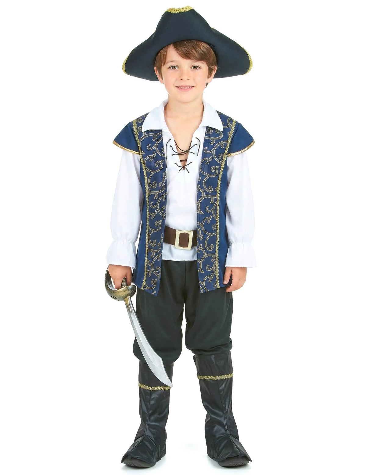 Vista de frente del disfraz de pirata para niño