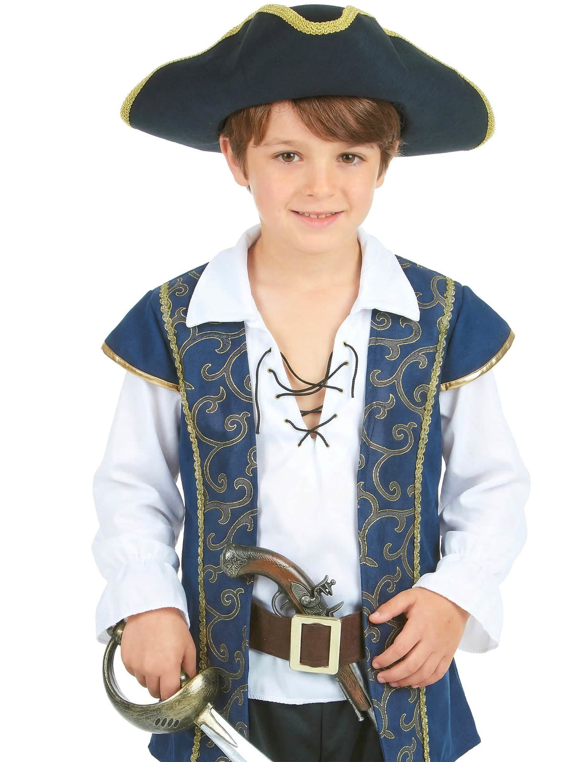 Primer plano del busto del disfraz de pirata para niño