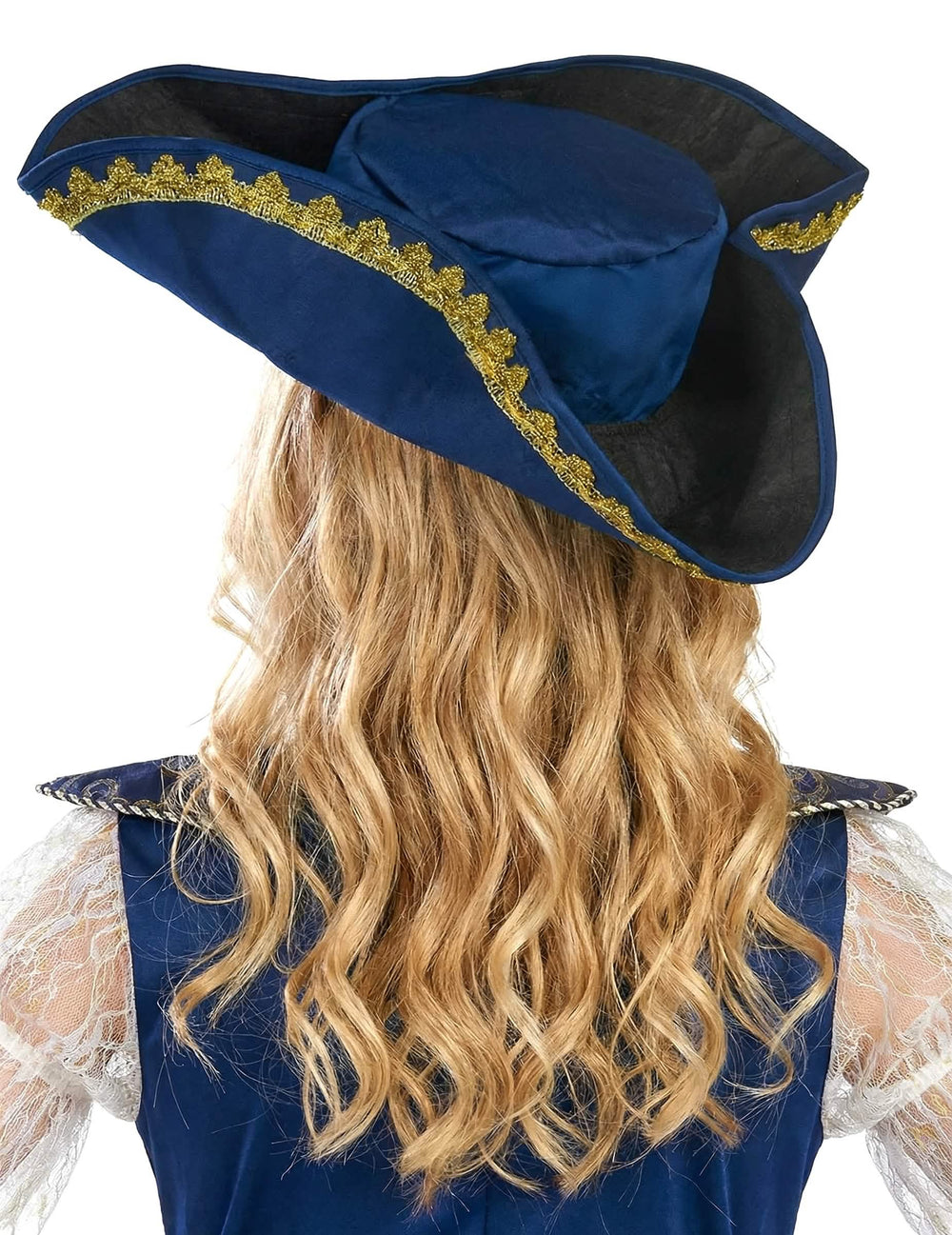 Vista trasera del sombrero del disfraz de pirata para niña