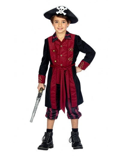 Disfraz de pirata burdeos y negro para niño