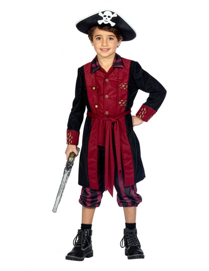 Disfraz de pirata burdeos y negro para niño