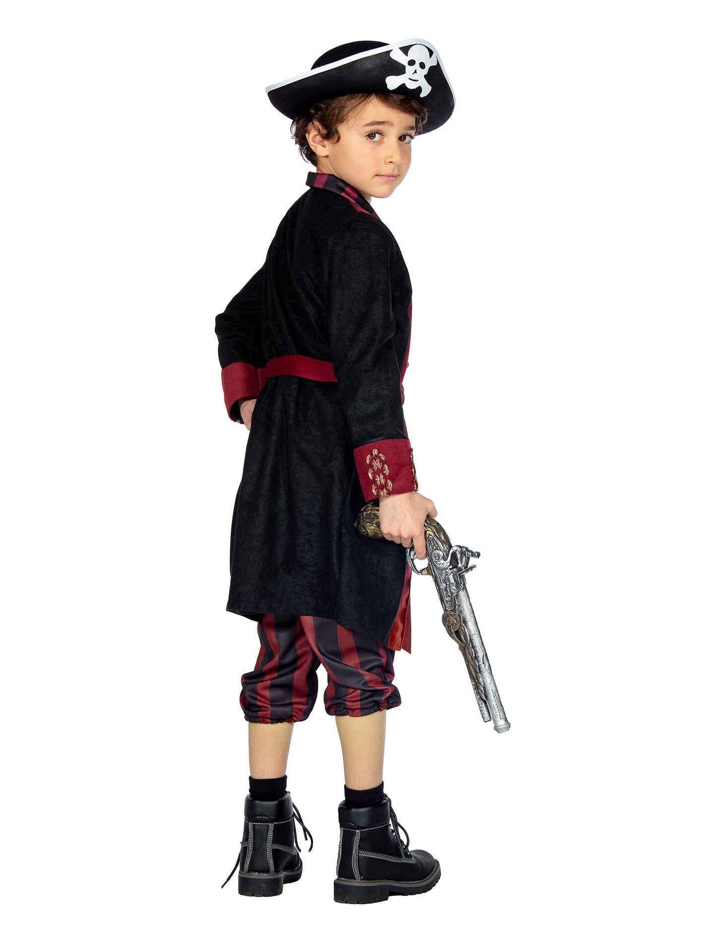 Disfraz de pirata burdeos y negro para niño