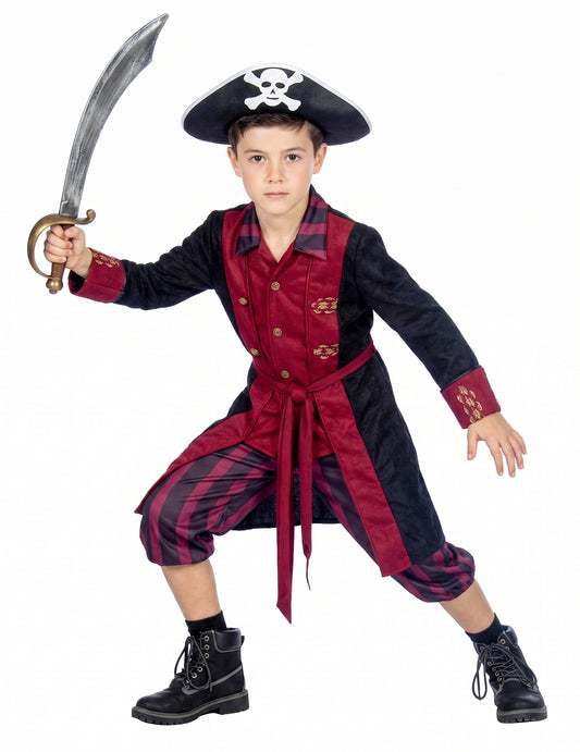 Disfraz de Pirata burdeos y negro para niño
