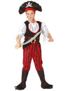 Déguisement de pirate effet satiné pour garçon rouge et noir avec chapeau