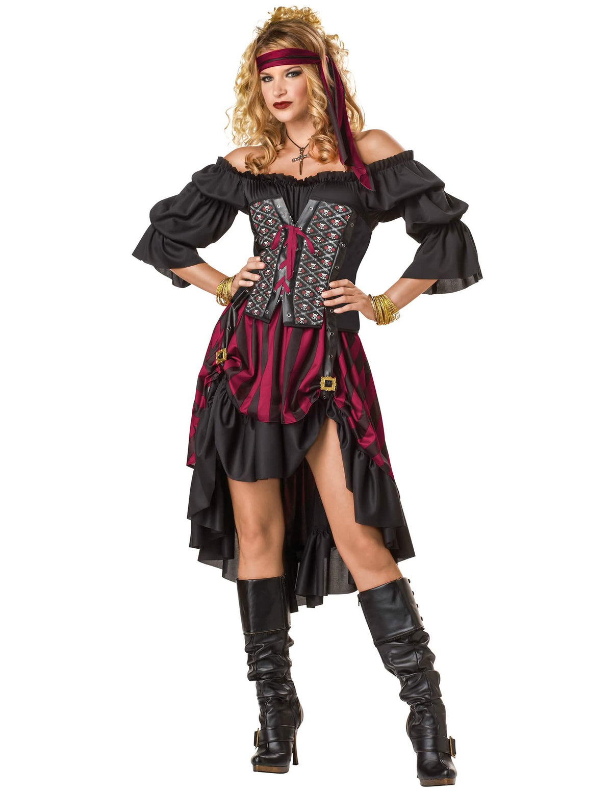 Vue d'ensemble de face du déguisement pirate luxe pour femme