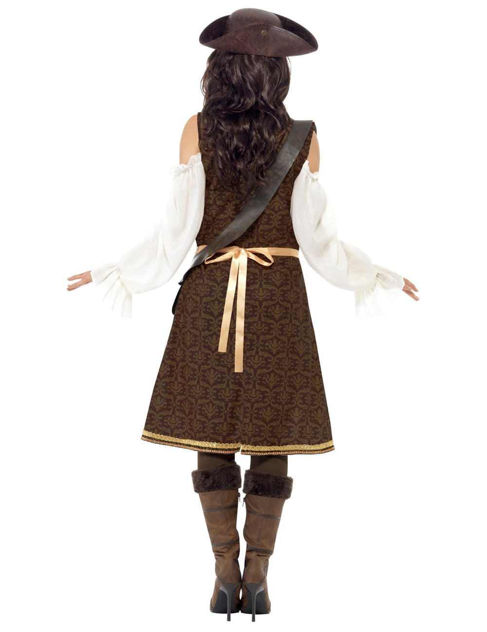 Vue de dos du déguisement de pirate pour femme