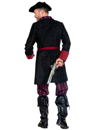 Disfraz de pirata negro y burdeos de lujo para hombre