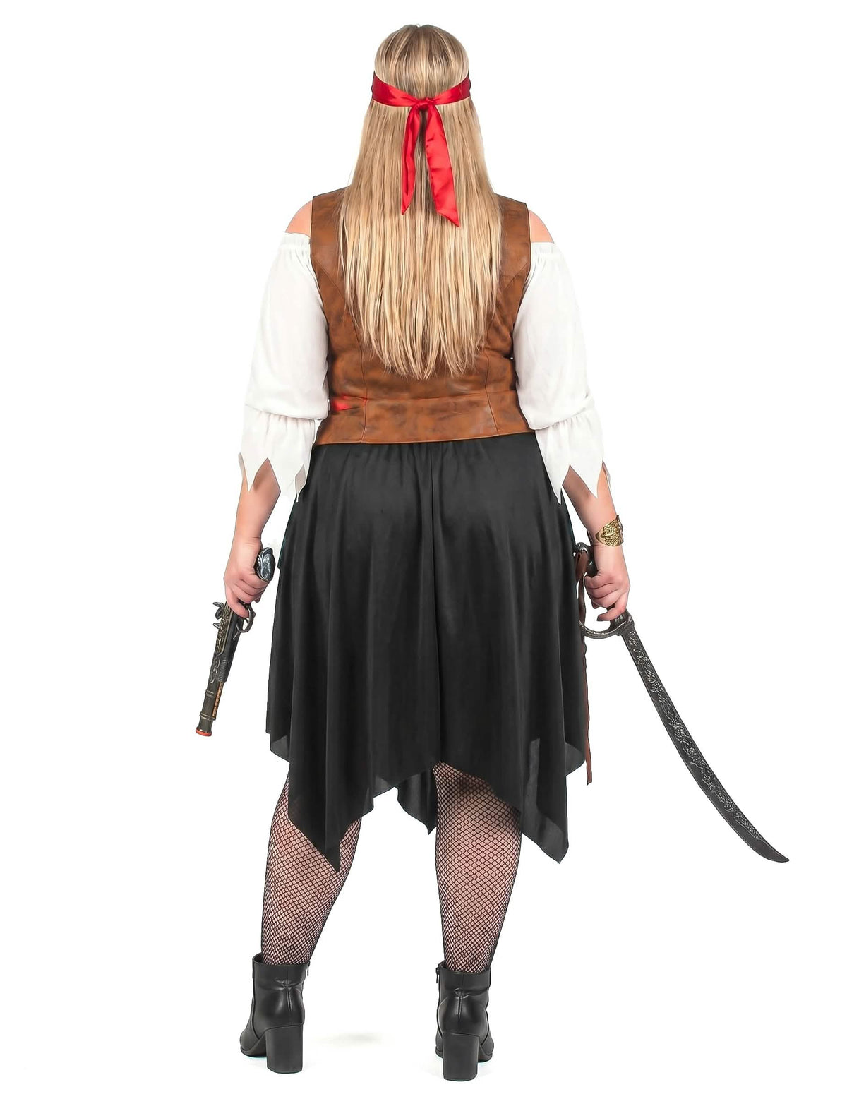 Disfraz pirata rayado azul y negro mujer talla grande