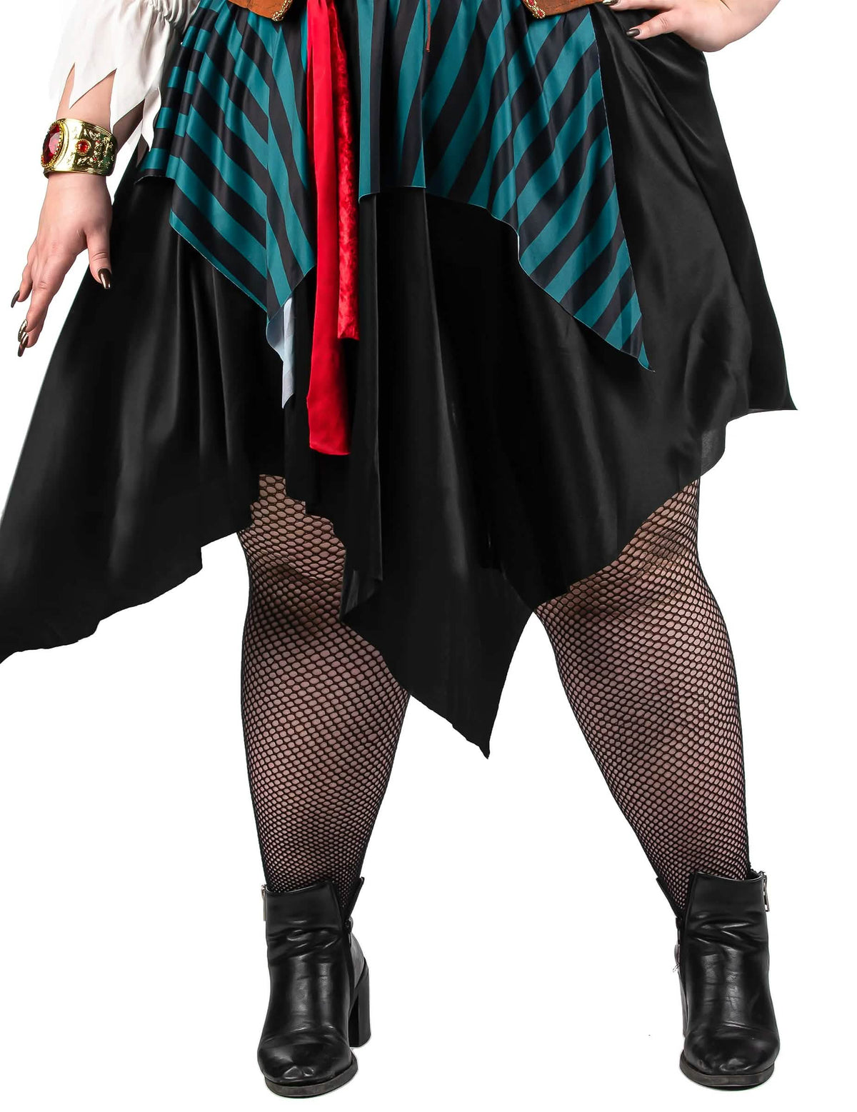 Disfraz pirata rayado azul y negro mujer talla grande
