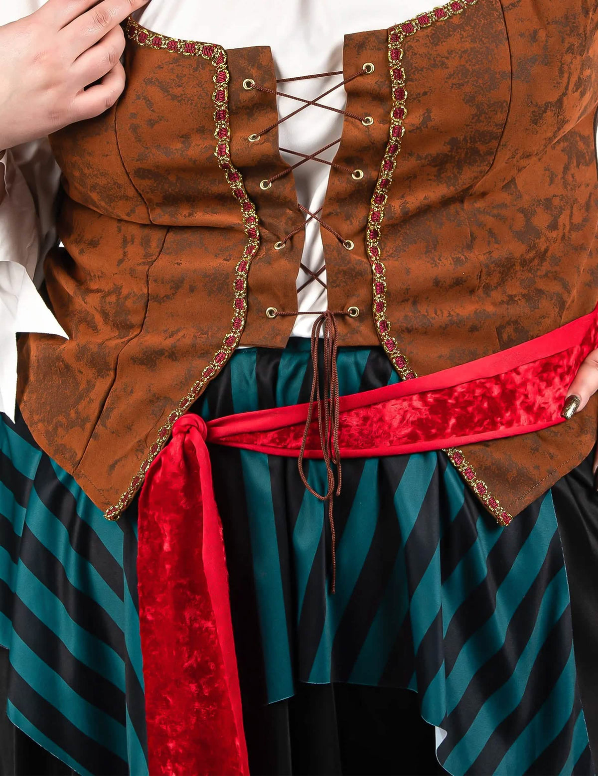 Disfraz pirata rayado azul y negro mujer talla grande