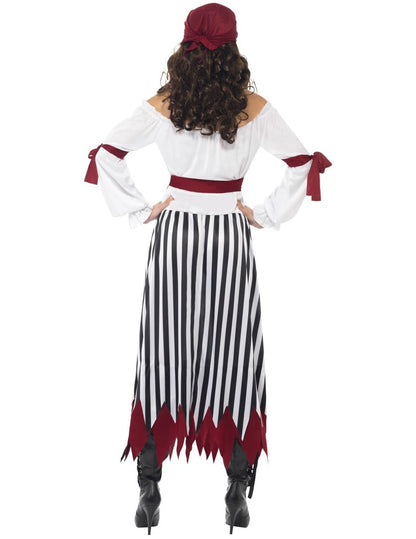 Vue de dos du déguisement de pirate pour femme
