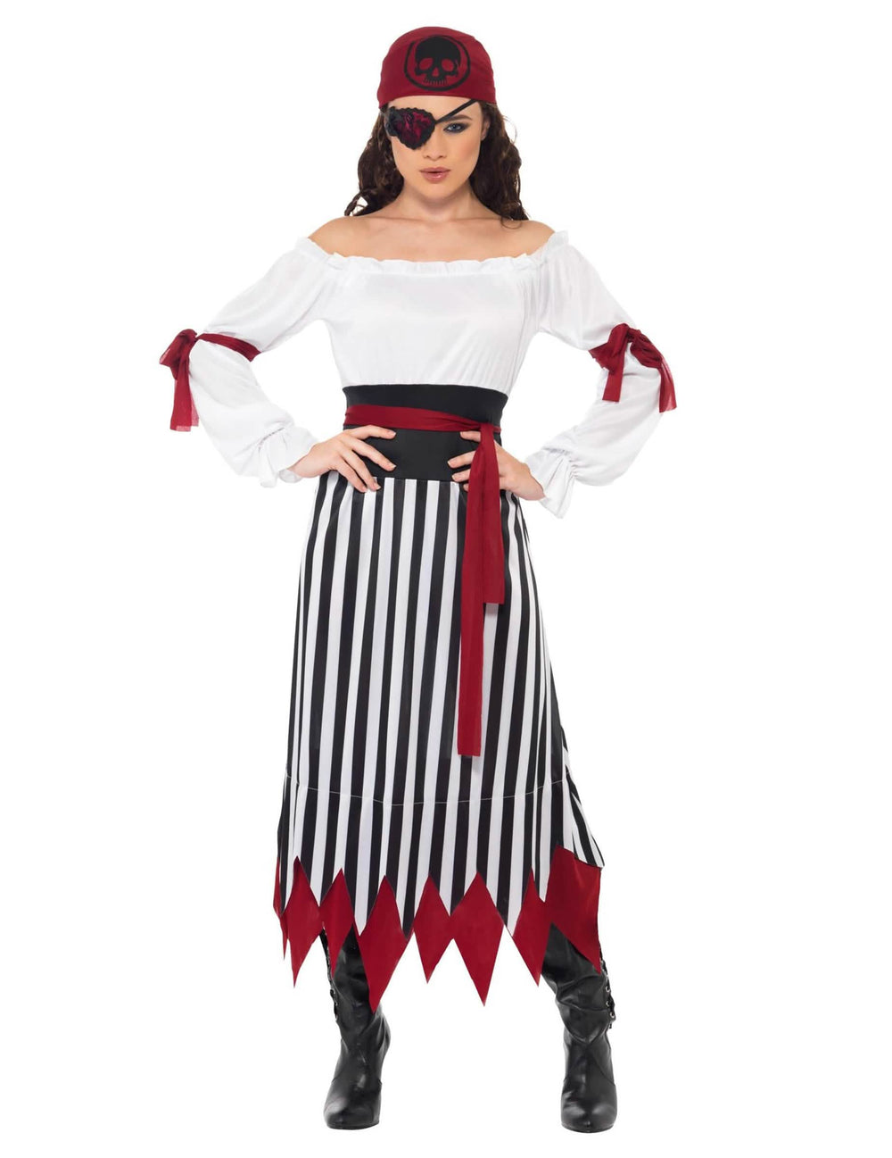 Vue de face du déguisement de pirate pour femme