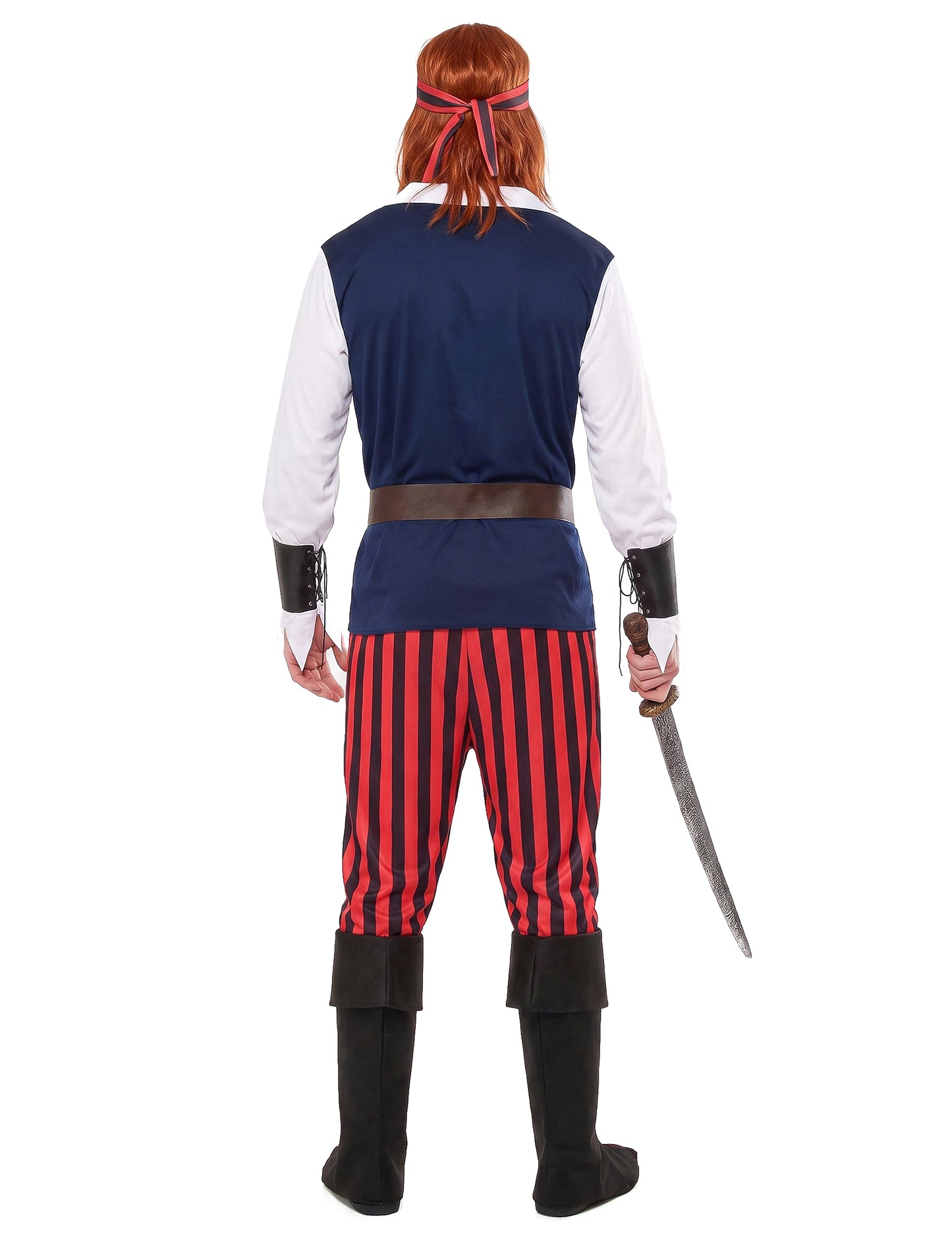 Disfraz de pirata rayas rojas y negras hombre