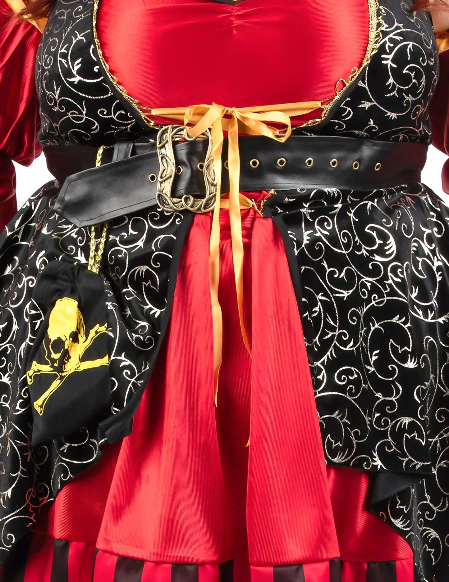 Disfraz de pirata rojo de lujo talla grande para mujer