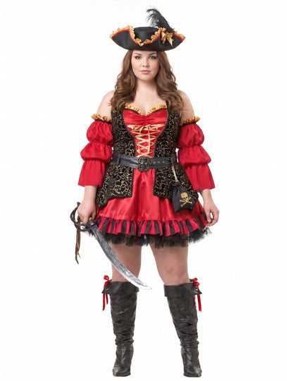 Disfraz Pirata rojo para mujer - Premium