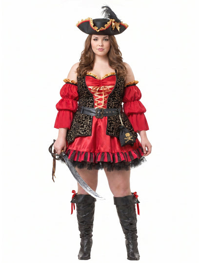 Disfraz Pirata rojo para mujer - Premium