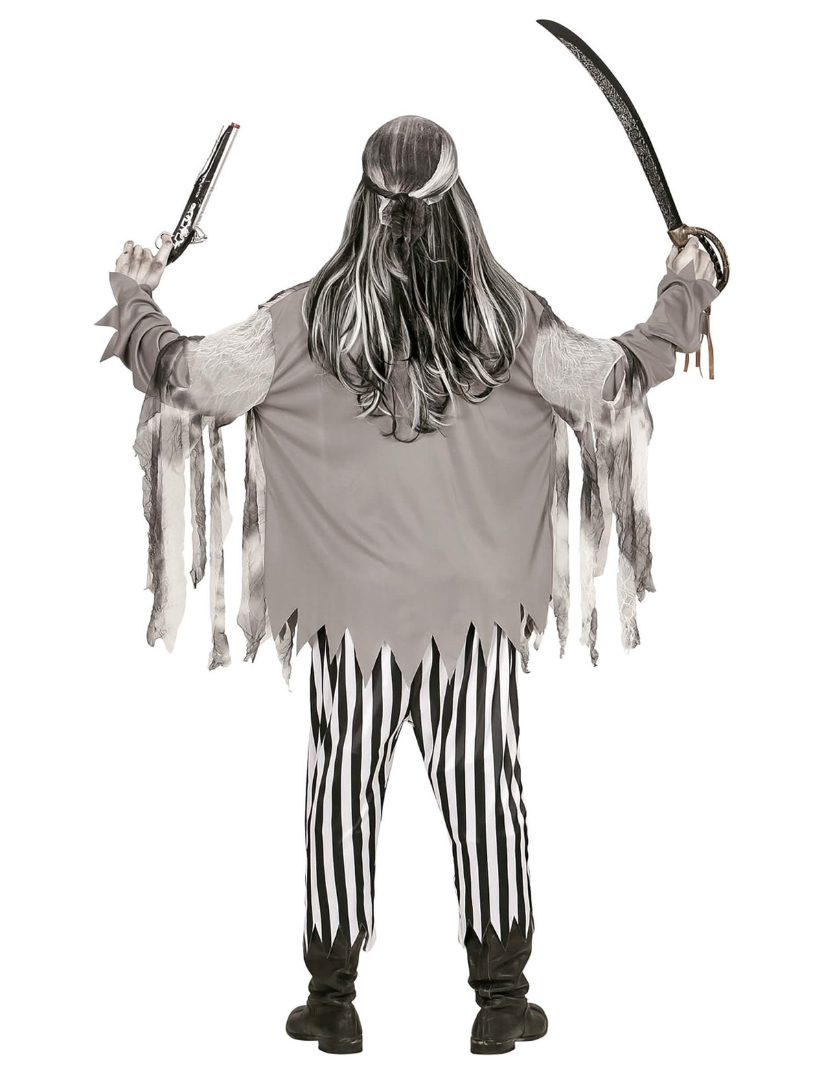 Vue de dos du déguisement pirate squelette fantôme pour homme
