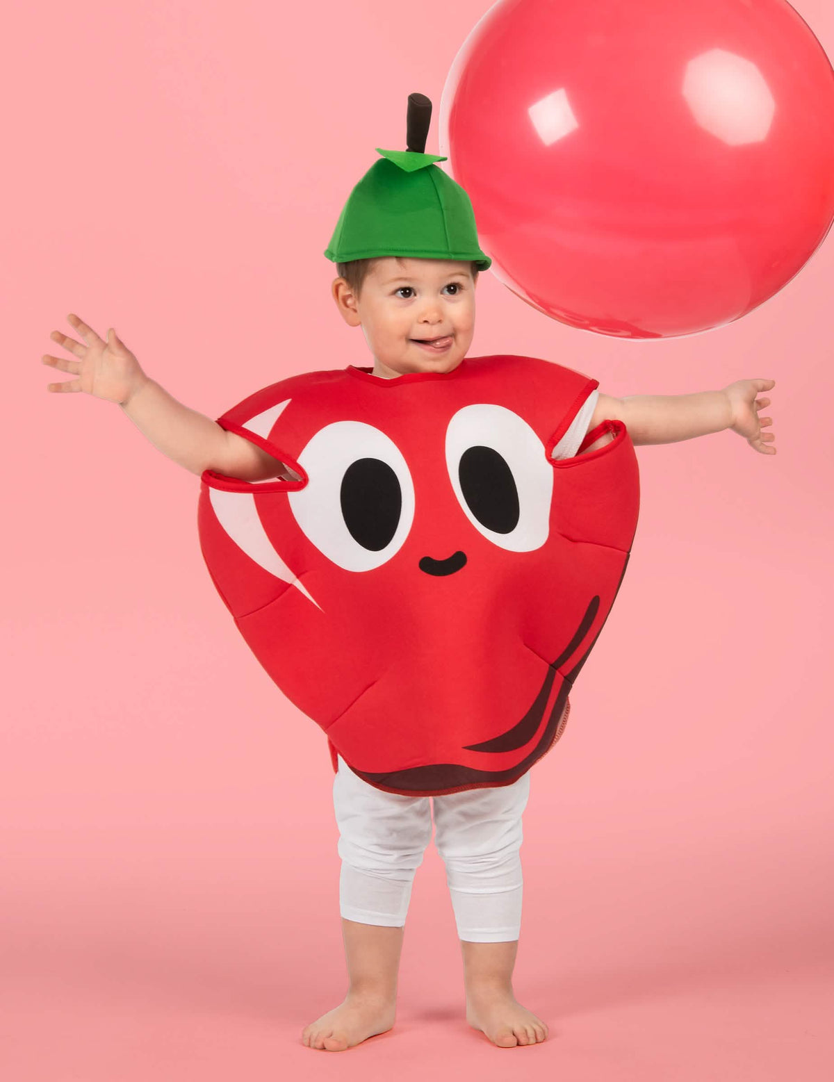 Vue de face du déguisement pomme rouge enfant