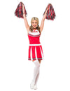 Déguisement pompom girl pour femme blanc et rouge avec pompons