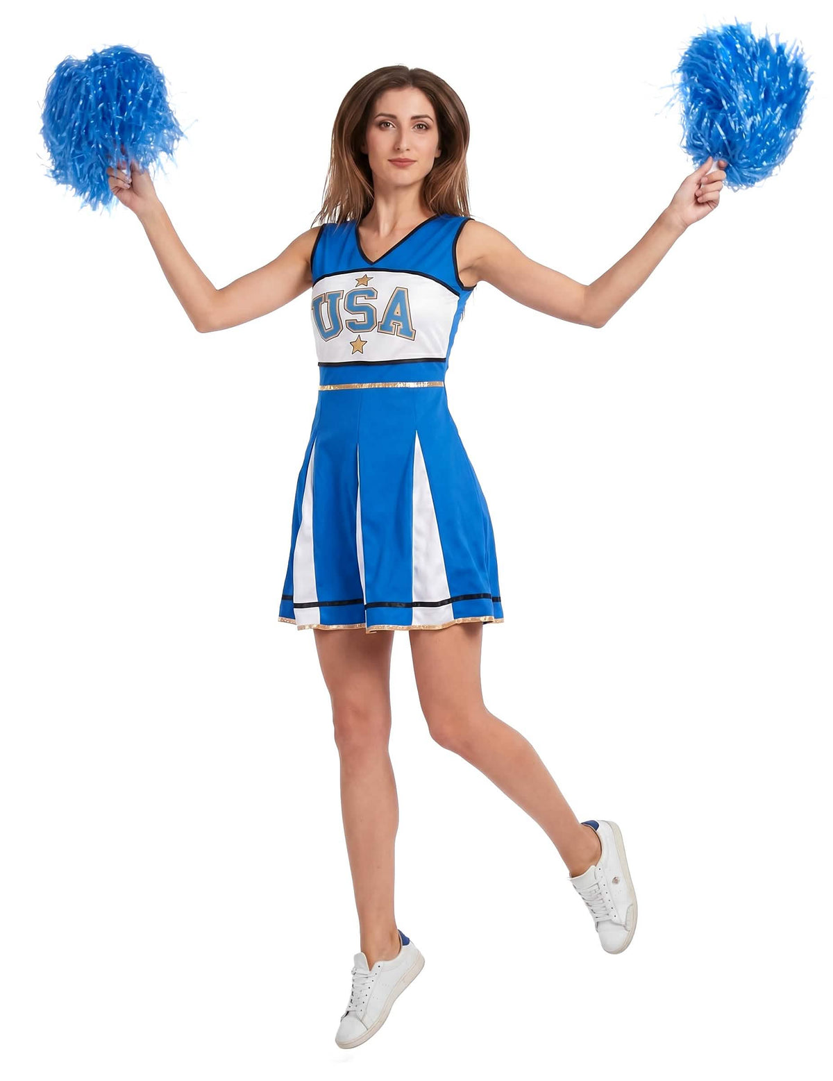Disfraz de animadora USA azul - mujer 