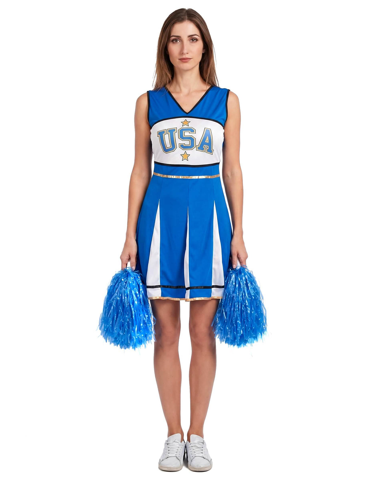 Disfraz de animadora USA azul - mujer 