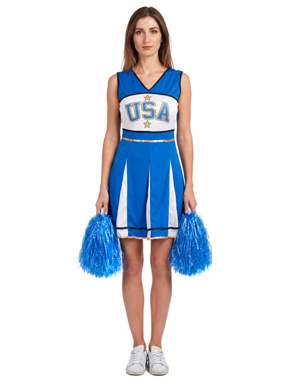 Disfraz de animadora USA azul - mujer