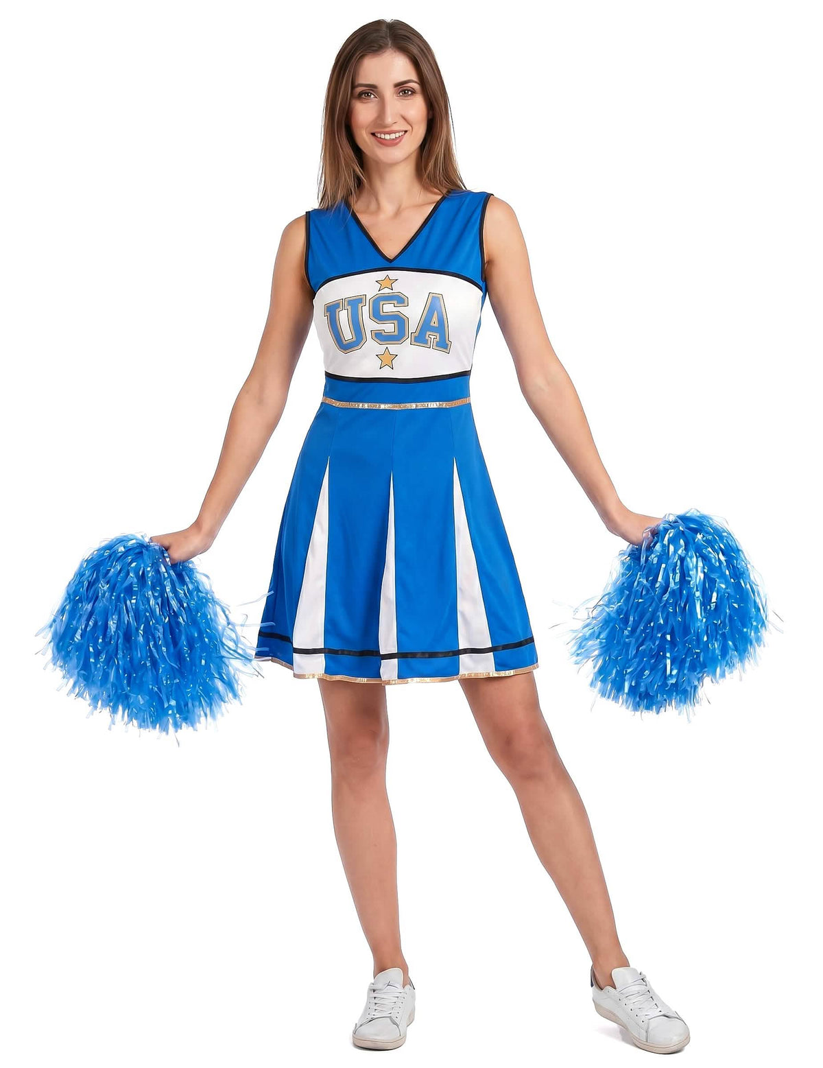 Disfraz de animadora USA azul - mujer 