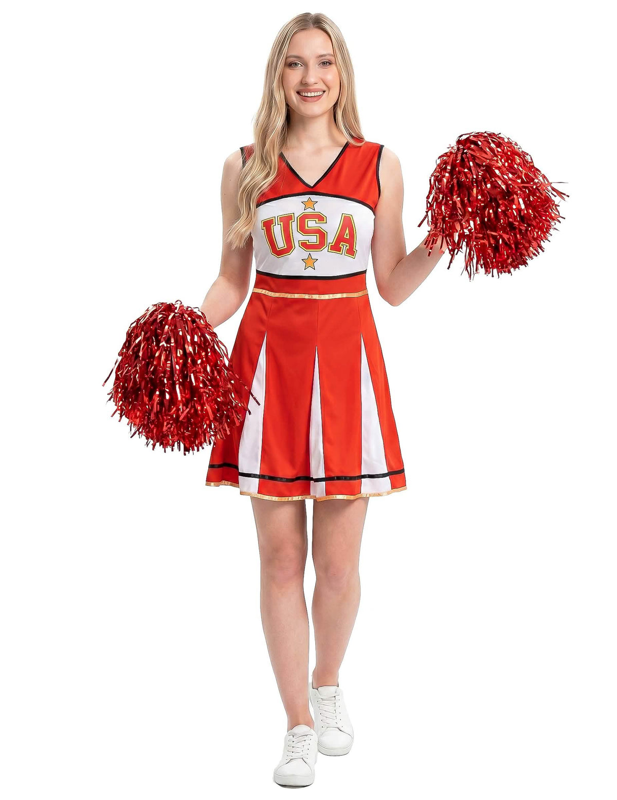 Disfraz cheerleader USA rojo para mujer