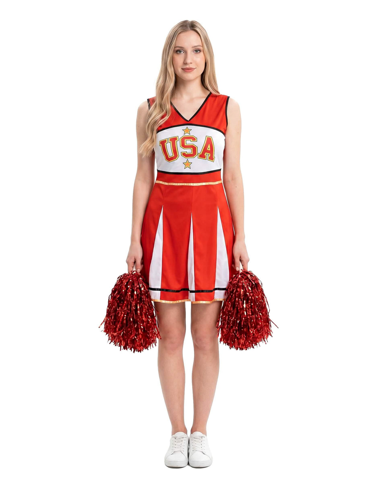 Disfraz cheerleader USA rojo para mujer