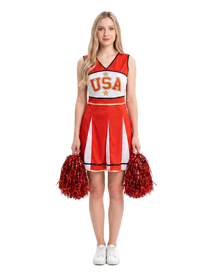 Disfraz cheerleader USA rojo para mujer