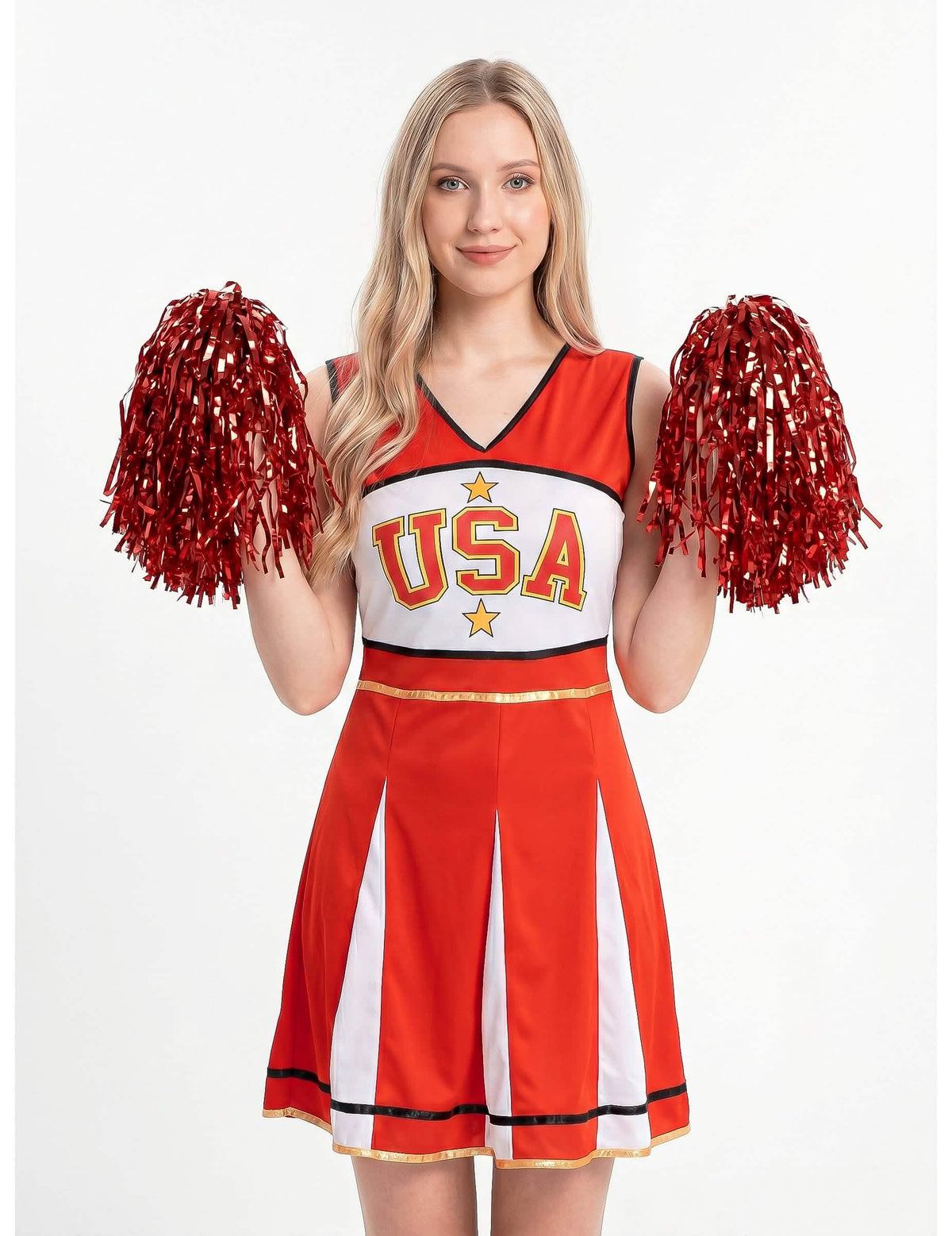 Disfraz cheerleader USA rojo para mujer