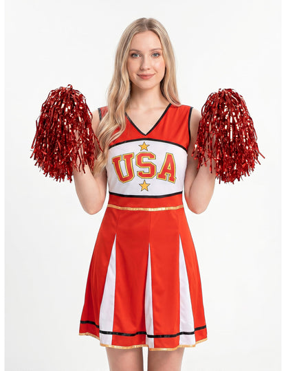 Disfraz cheerleader USA rojo para mujer