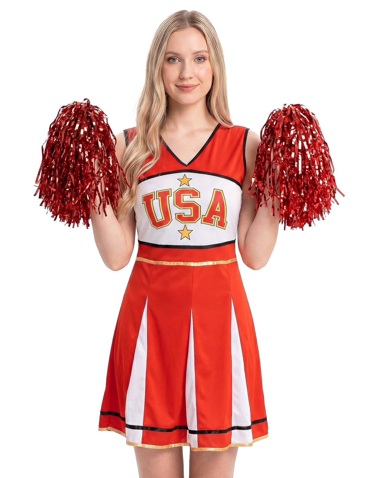 Disfraz cheerleader USA rojo para mujer