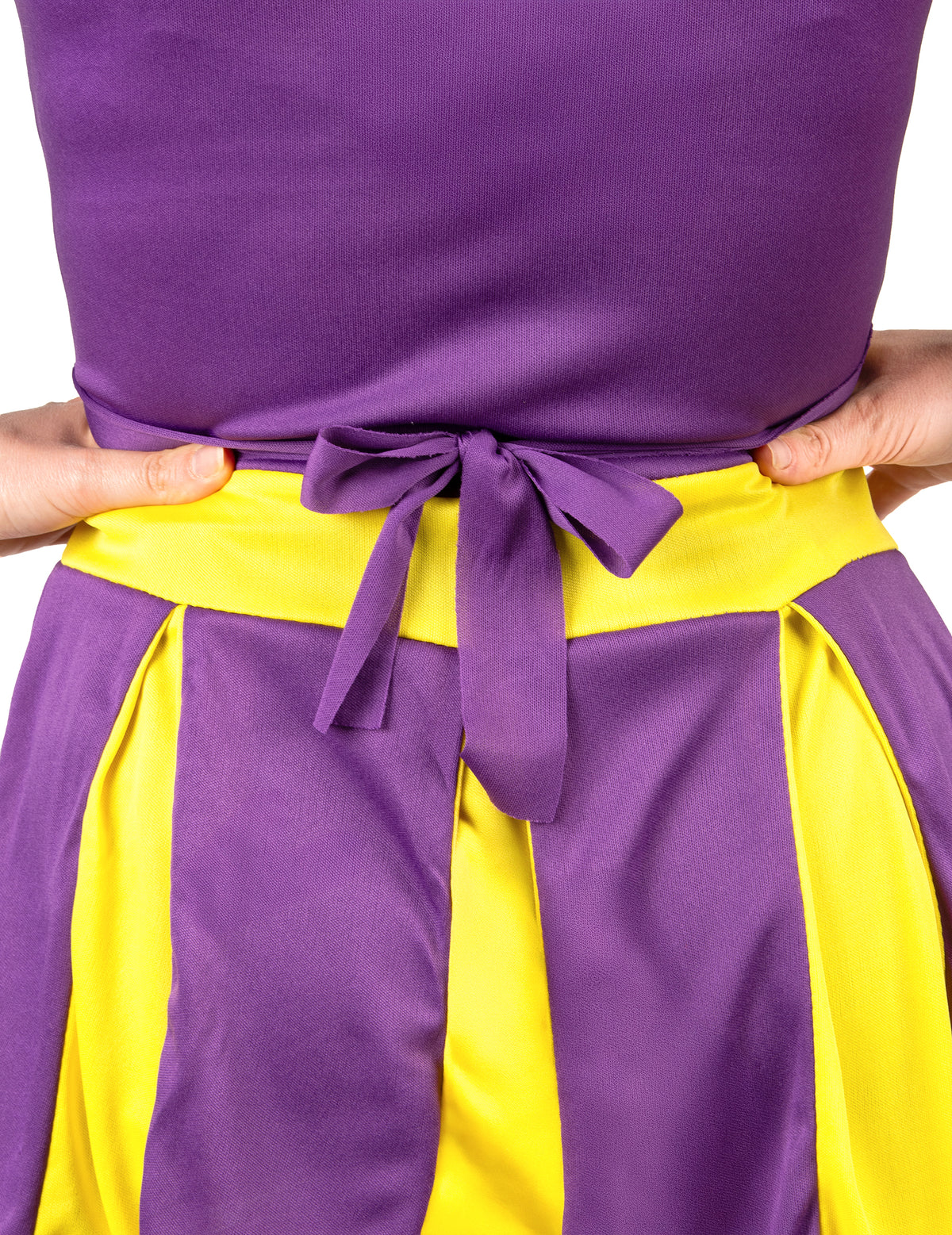 Disfraz animadora USA morado y amarillo mujer
