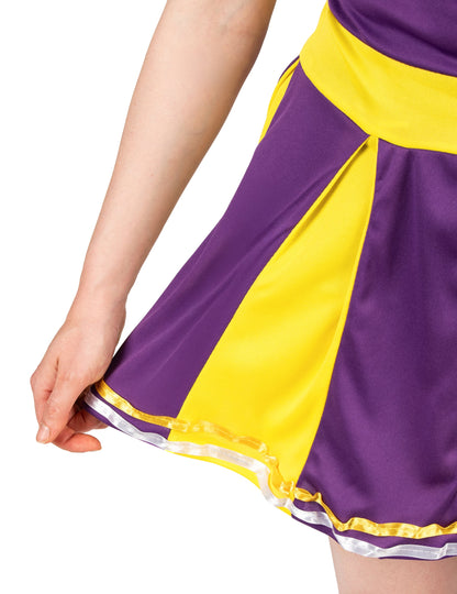Disfraz animadora USA morado y amarillo mujer
