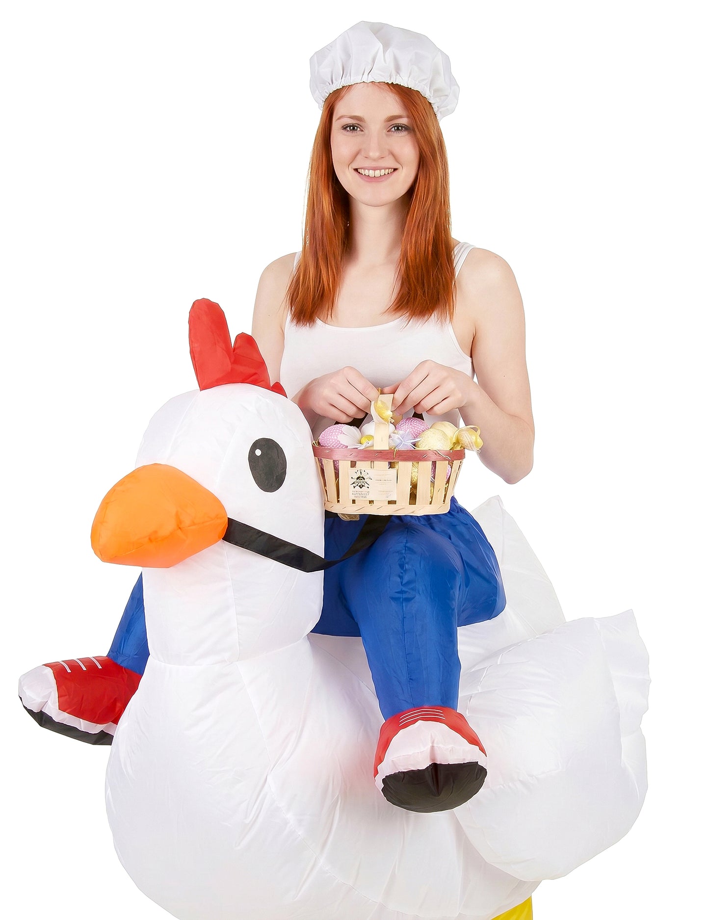 Déguisement poulet gonflable adulte