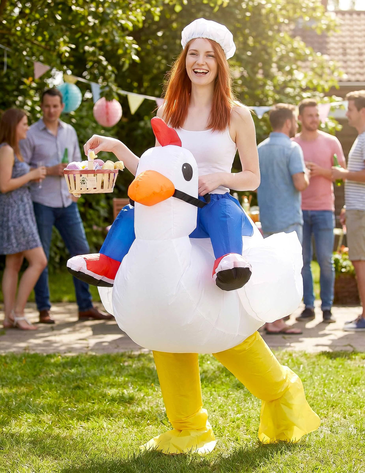 Disfraz de pollo inflable para adulto