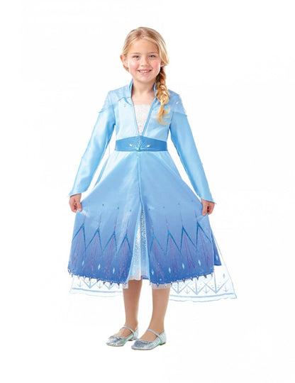 Vue de face du déguisement premium Elsa La Reine des Neiges 2