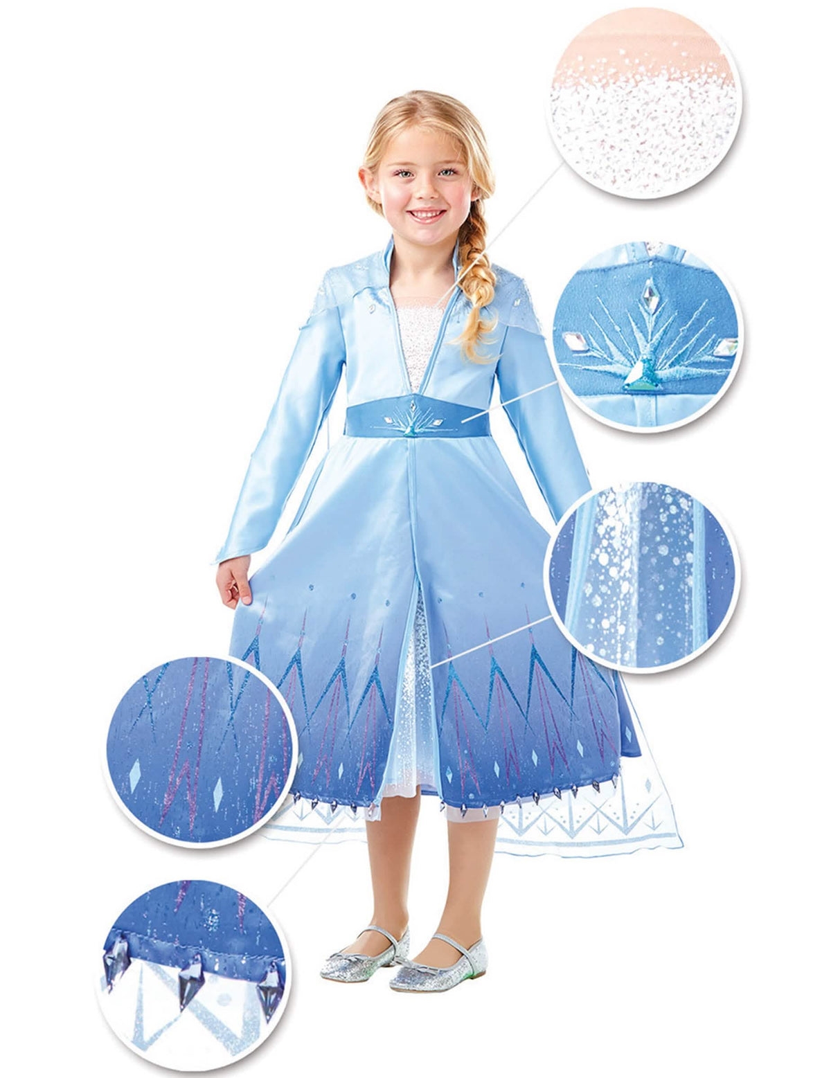 Disfraz premium Elsa Frozen 2 para niña azul cielo con detalles brillantes