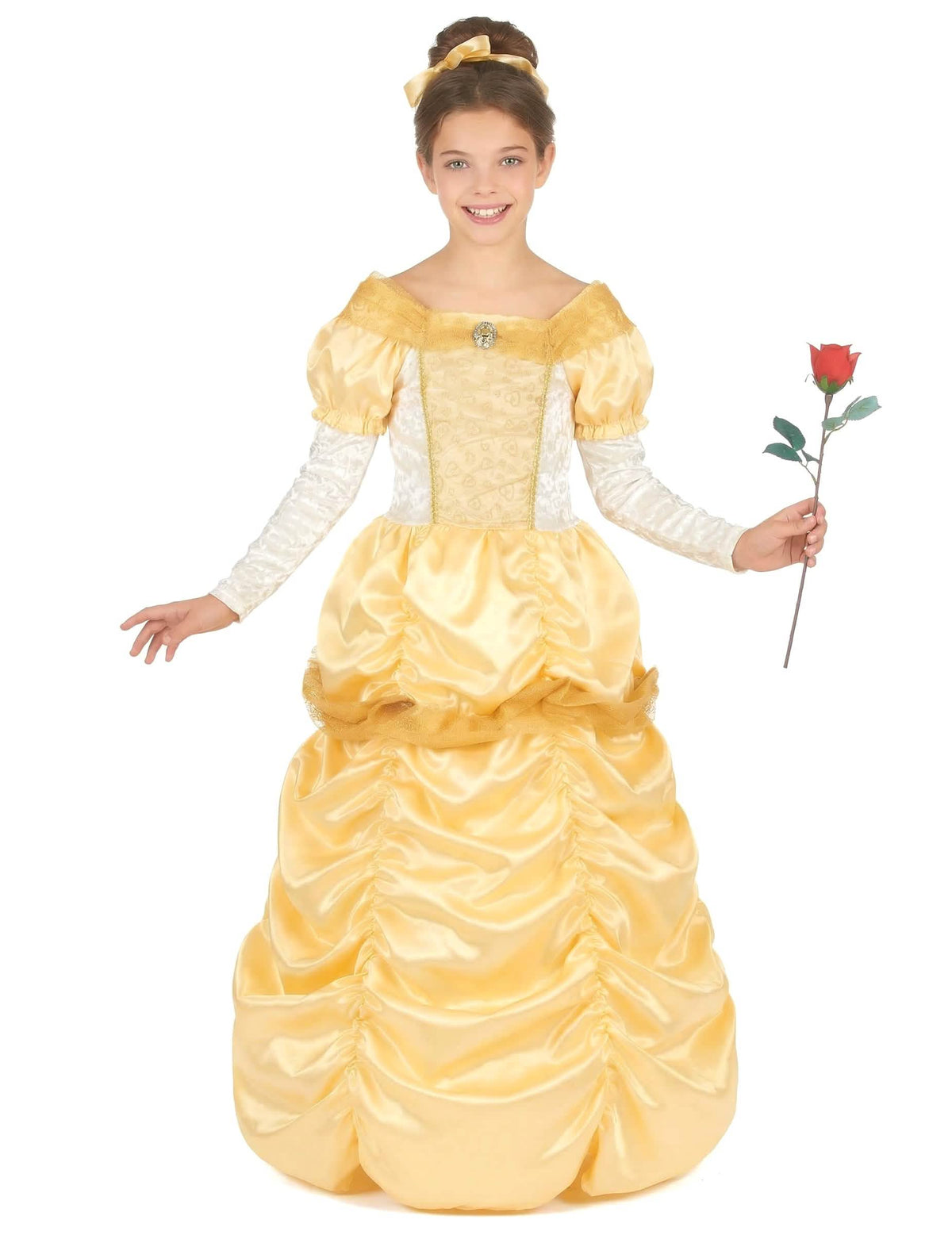 Disfraz de princesa de belleza para niña amarillo y dorado