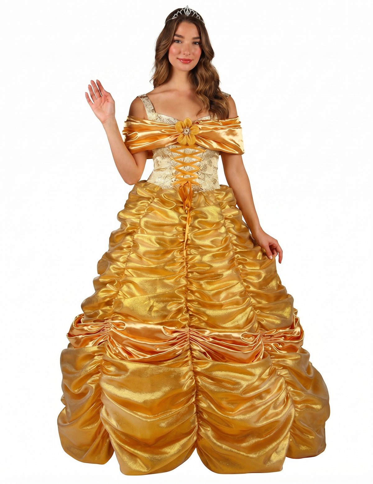 Disfraz de princesa amarillo de alta gama para mujer