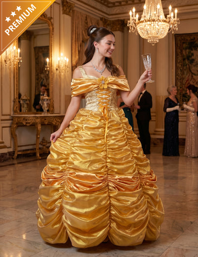 Disfraz de princesa amarillo de alta gama para mujer