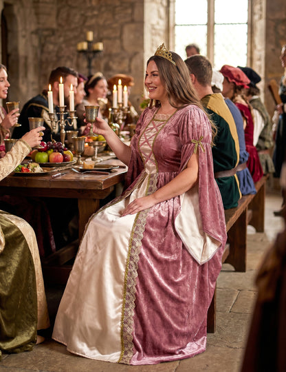 Disfraz de Princesa Medieval Rosa y Blanco Grande Mujer