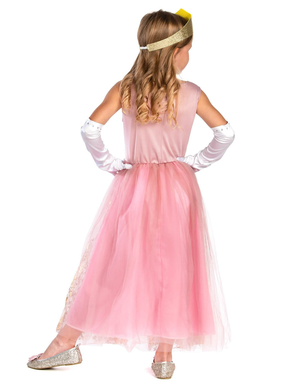 Vue de dos du déguisement de princesse pour fille rose gold