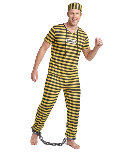Disfraz de prisionero amarillo para hombre