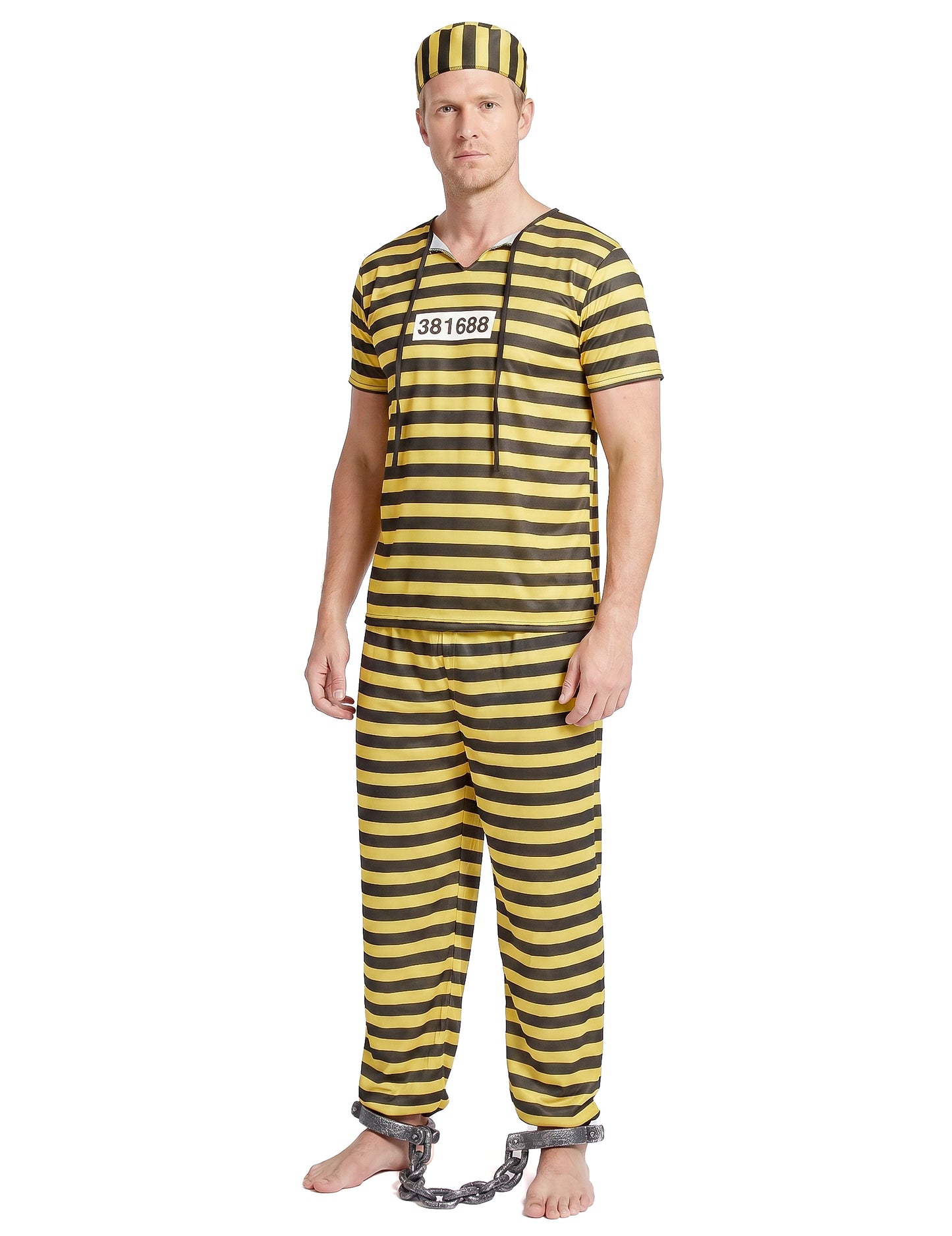 Disfraz de prisionero amarillo para hombre