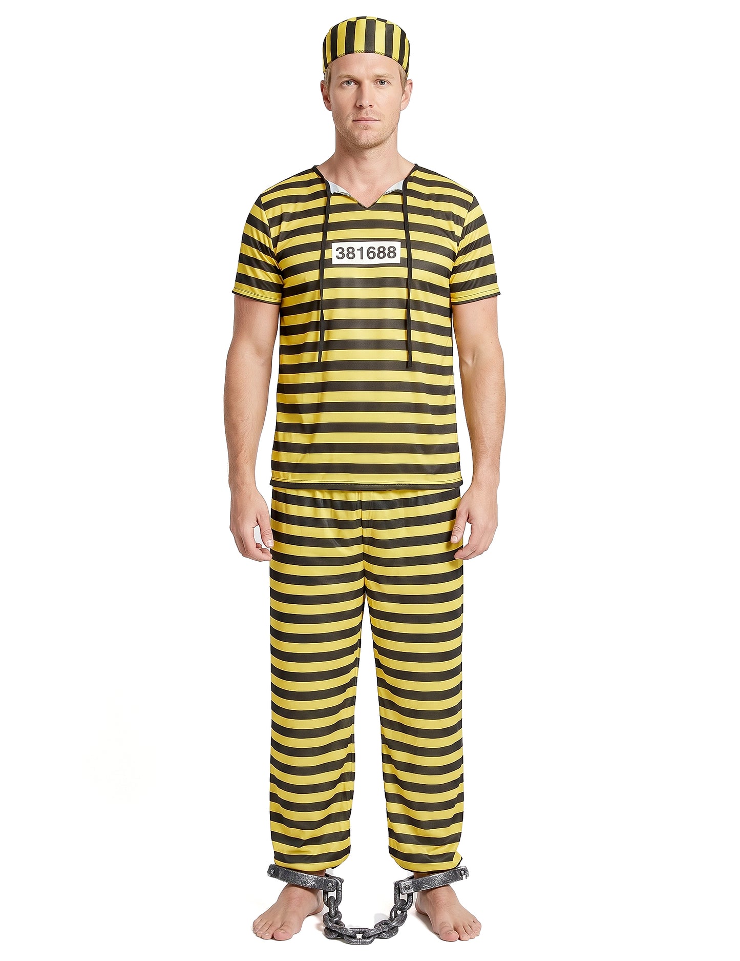 Disfraz de prisionero amarillo para hombre