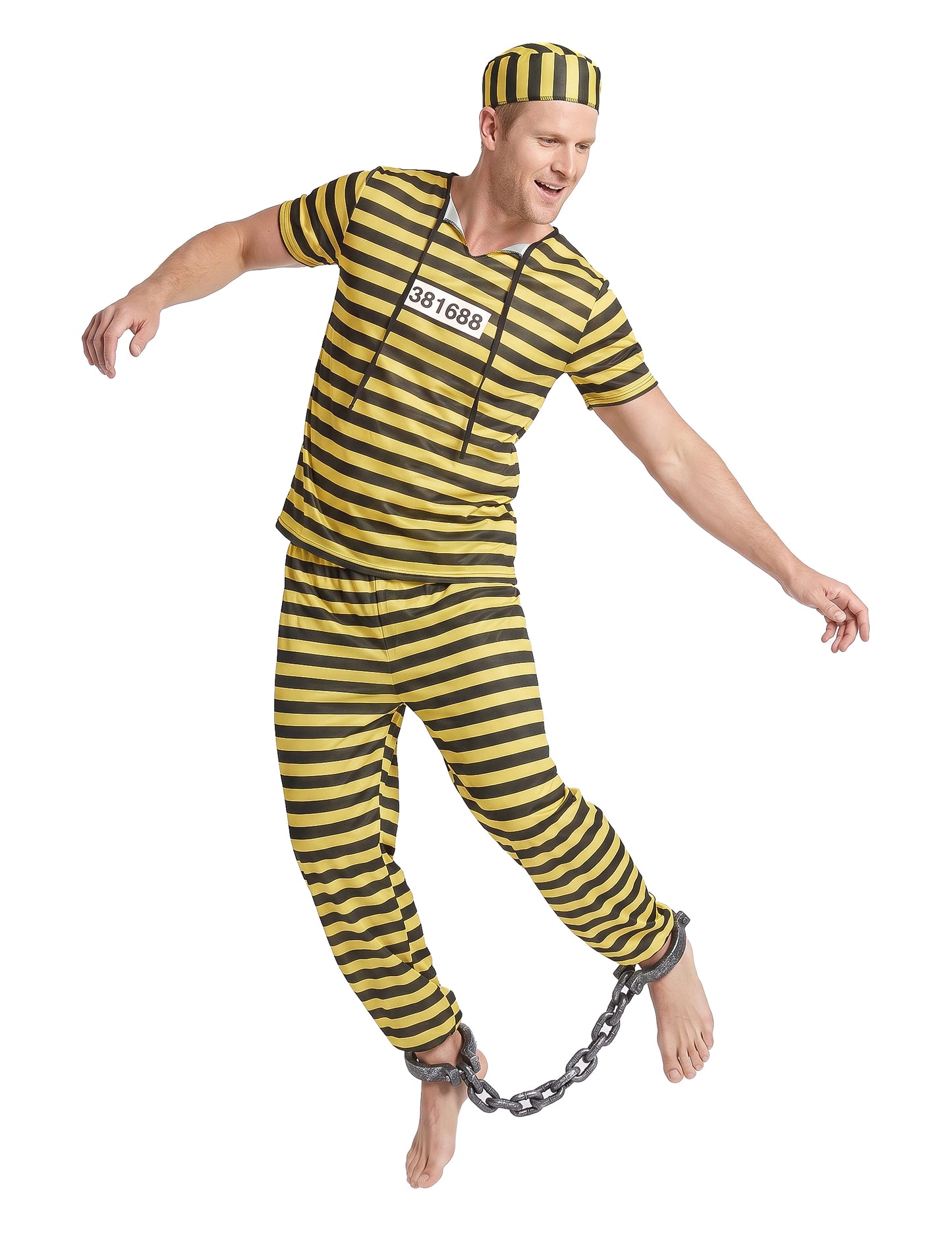 Disfraz de prisionero amarillo para hombre