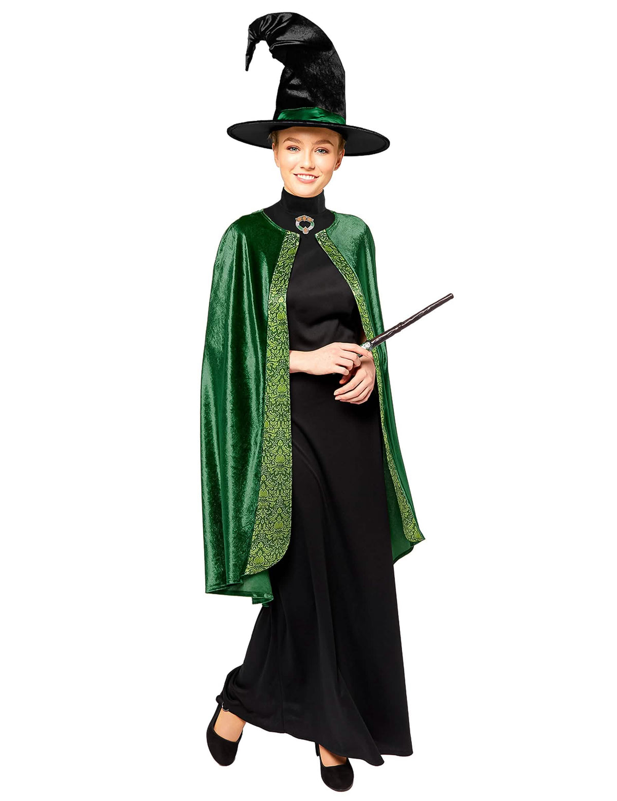 Déguisement de professeur McGonagall Harry Potter pour adulte vert et noir avec chapeau