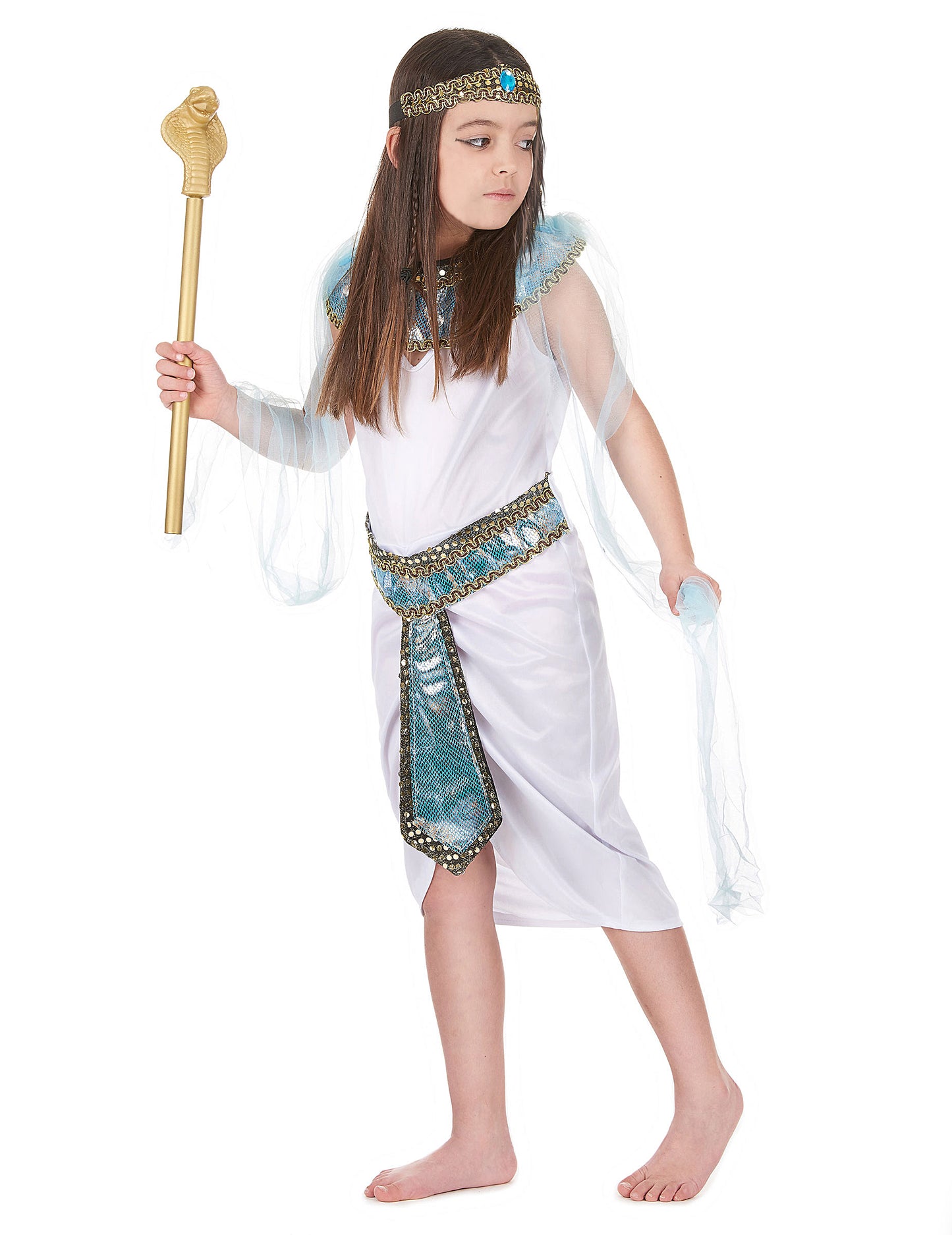 Vue de profil du déguisement de reine d'Egypte pour fille